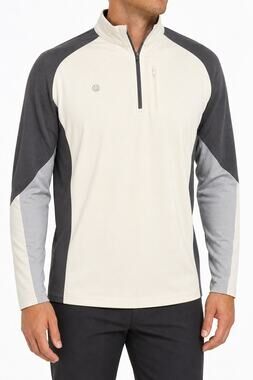 Sunice Mens Superlite FX Quarter Zip Golf Long Sleeve Pullover White Gray XL